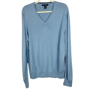 Banana Republic Silk Cotton Cashmere Blend Sky Blue V-Neck Long Sleeve Sweater